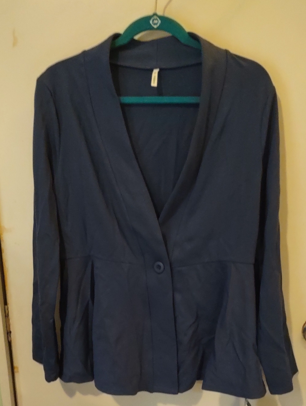HALARA Navy Blue Single-Button Peplum Blazer